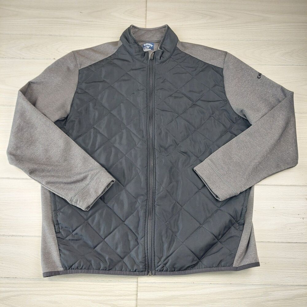 Callaway Golf Jacket Mens XL Gray Black Weather Series Quilted Full Zip Athletic